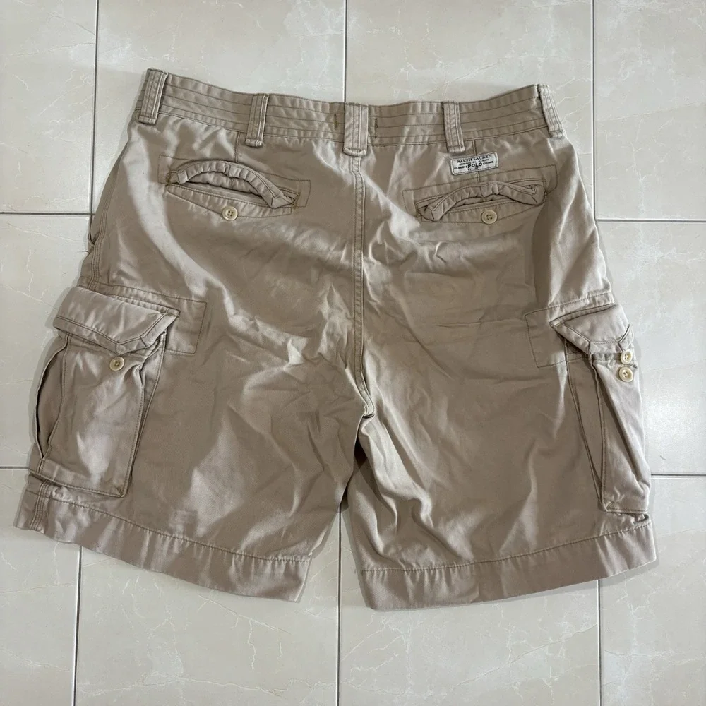 Vintage Polo Ralph Lauren Cargo Shorts Men's 36 Baggy Tan Beige Y2K Skate Golf